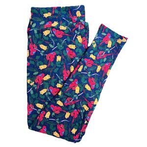 New LuLaRoe Holiday Leggings Red Cardinal Gold Bells And Holly Berry TC2 (20-26)